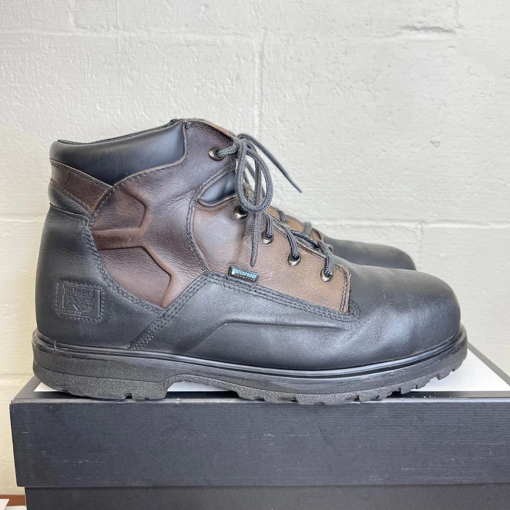 Timberland PRO Powerwelt Steel Toe Black Brown Waterproof Work Boot Men's 13 M